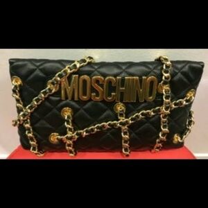 Moschino Black Quilted Clutch with Gold Chain SOLD OUT